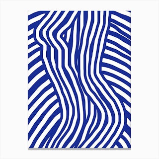 Blue And White Striped Nude Canvas Print
