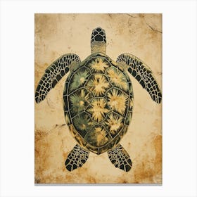 Sepia Sea Turtle Painting Canvas Print