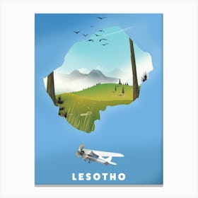 Lesotho Travel map Canvas Print