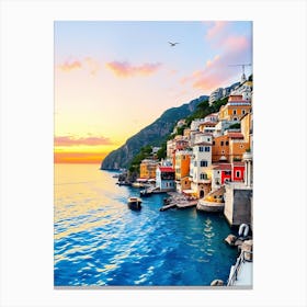 Amalfi Coast At Sunset 1 Canvas Print