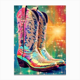 Disco Fever Rainbow Cowboy Boots 3 Canvas Print
