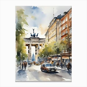 Berlin City Watercolor Art 1 Canvas Print