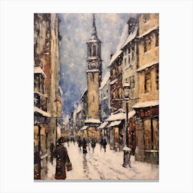 Vintage Winter Painting Munich Germany 1 Canvas Print