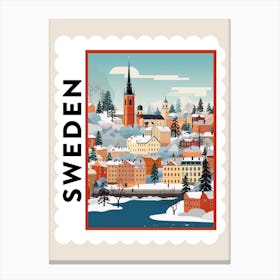 Retro Winter Stamp Poster Stockholm Sweden Canvas Print