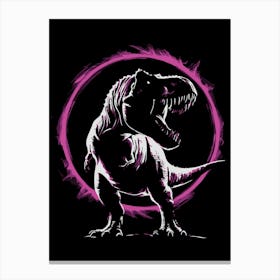 Bold T Rex Silhouette With Neon Ring Canvas Print