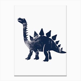 Stegosaurus Navy Blue Silhouette 3 Canvas Print