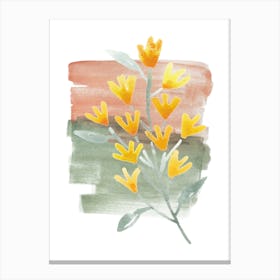 Yellow Flowers Watercolor Painting Canvas Print