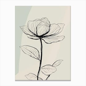 Line Art Lotus Flowers Illustration Neutral 11 Canvas Print