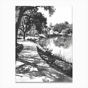 Zilker Metropolitan Park Austin Texas Black And White Watercolour 3 Canvas Print