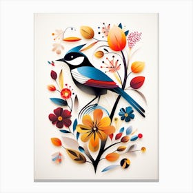 Scandinavian Bird Illustration Carolina Chickadee 1 Canvas Print