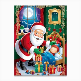 Santa Claus With Gifts Canvas Print