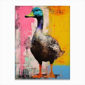 Duck Pop Art Risograph Inspired 2 Canvas Print