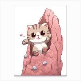 Kawaii Cat Drawings Rock Climbing 1 Canvas Print