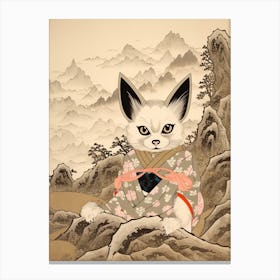 Fennec Fox Japanese Illustration 3 Canvas Print