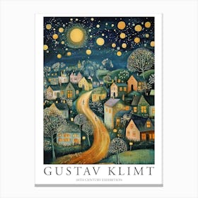 Gustav Klimt Print Night Town Stars Moon Poster Klimt Exhibition Poster Painting Flower Garden Canvas Print