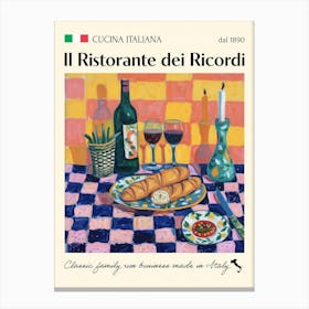 Il Ristorante Dei Ricordi Trattoria Italian Poster Food Kitchen Canvas Print