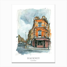 Hackney London Borough   Street Watercolour 9 Poster Canvas Print
