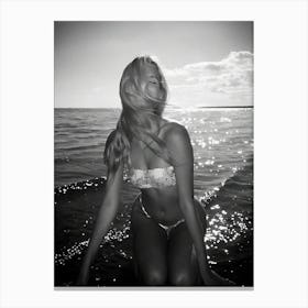 Beach Girl Black And White Photography Canvas Print