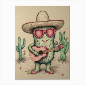 Cactus Playing Guitar Canvas Print