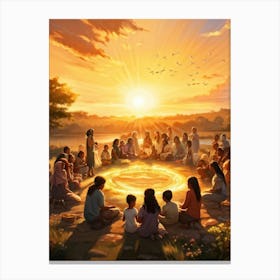 A Digital Painting Showcasing Various Community Members And Local Services Gathered In An Uplifting (7) Canvas Print