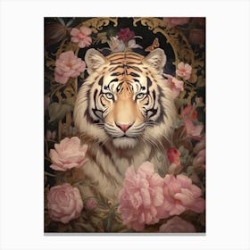 Tiger Art In Rococo Style 1 Canvas Print