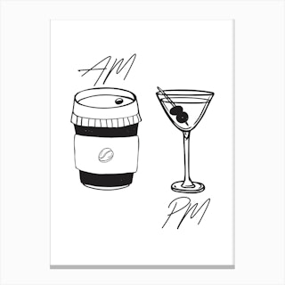 Am Coffee Pm Martini Canvas Print