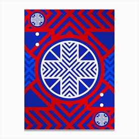 Geometric Abstract Glyph in White on Red and Blue Array n.0007 Canvas Print