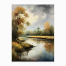 Autumn forest river.Printable Wall Art, Vintage Landscape, Farmhouse Wall Decorations, Vintage Landscape Oil Painting.8 Canvas Print