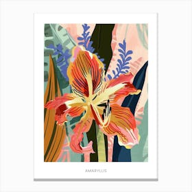 Colourful Flower Illustration Poster Amaryllis 7 Canvas Print