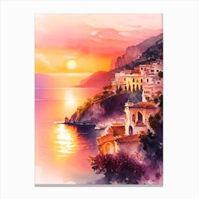 The Amalfi Coast Watercolour 3 Canvas Print