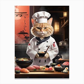 Cat Japanese Sushi Canvas Print
