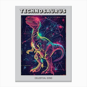 Futuristic Dinosaur Constellation Poster Canvas Print