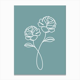 Peony Flowers Linear Canvas Print