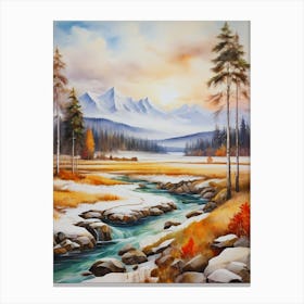 The nature of sunset, river and winter.2 Canvas Print