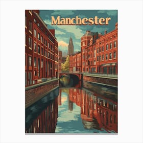 Aihrgdesign A Retro Travel Poster For Manchester Featuring Th 401d1fc9 1d4d 4652 8357 F4721af26148 0 Canvas Print