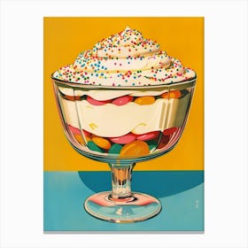 Retro Trifle With Rainbow Sprinkles Vintage Cookbook Inspired 2 Canvas Print