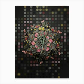 Vintage Lesser Wild Daffodil Flower Wreath on Dot Bokeh Pattern n.0115 Canvas Print