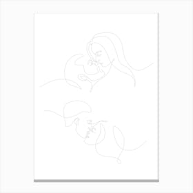 Him & Her, Wall Art, Fashion, Line Art, Outline, Line Drawing Wall Print Canvas Print