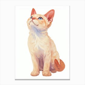 Devon Rex Cat Clipart Illustration 2 Canvas Print