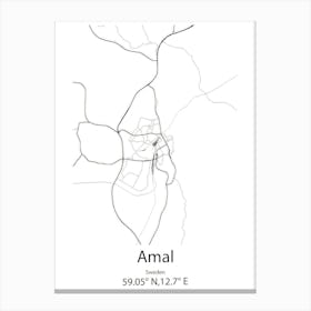 Amal,Sweden Minimalist Map Canvas Print