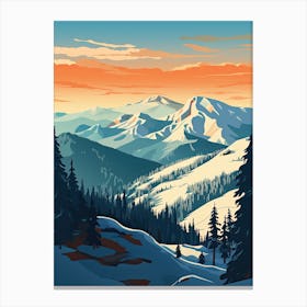 Heavenly Mountain Resort   California Nevada, Usa, Ski Resort Illustration 3 Simple Style Canvas Print