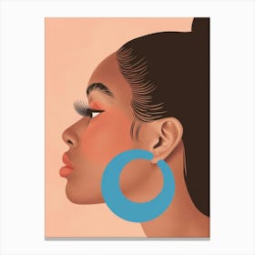 Illustration Of A Woman Wearing Hoop Earrings Canvas Print