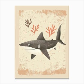 Cute Muted Pastels Shark & Coral 4 Canvas Print