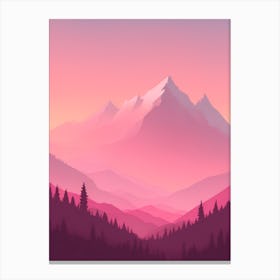 Misty Mountains Vertical Background In Pink Tone 47 Canvas Print