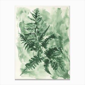 Green Ink Painting Of A Ruffled Fern 2 Canvas Print