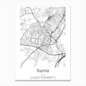 Ramla,Israel Minimalist Map Canvas Print