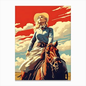 Horseback Prairie Girl Canvas Print