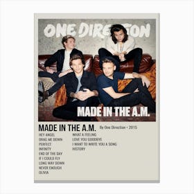 MADE IN THE A.M. By One Direction - 2015 Poster 1 Canvas Print