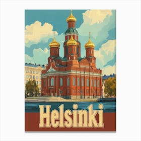 Aihrgdesign A Retro Travel Poster For Helsinki 6 Canvas Print