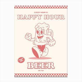 Retro Happy Hour Beer Canvas Print